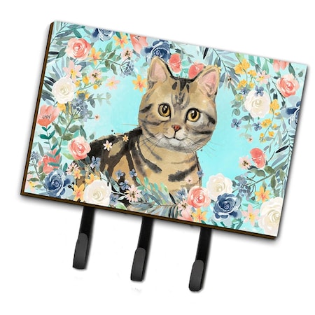 Jensendistributionservices American Shorthair Brown Tabby Spring Flowers Leash or Key Holder MI1709230